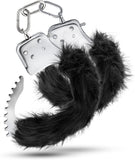 Blush Novelties - Temptasia Metal Hand Cuffs Plush Faux Fur Wrist Restraints Couples Bondage BDSM Kinky Sex Toy - Black