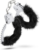 Blush Novelties - Temptasia Metal Hand Cuffs Plush Faux Fur Wrist Restraints Couples Bondage BDSM Kinky Sex Toy - Black