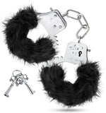 Blush Novelties - Temptasia Metal Hand Cuffs Plush Faux Fur Wrist Restraints Couples Bondage BDSM Kinky Sex Toy - Black