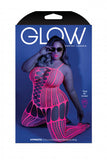 Hypnotic Crisscross Stripe Bodystocking - One Size - Neon Pink