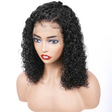 13X6 Natural Virgin Brazilian Hair Curly Lace Front Bob Wigs - 10~24inches